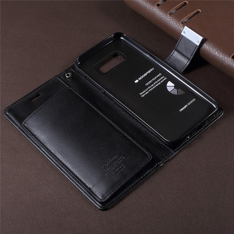 MERCURY GOOSPERY for Samsung Galaxy S8 G950 Rich Diary Leather Case Wallet Cover - Black-4