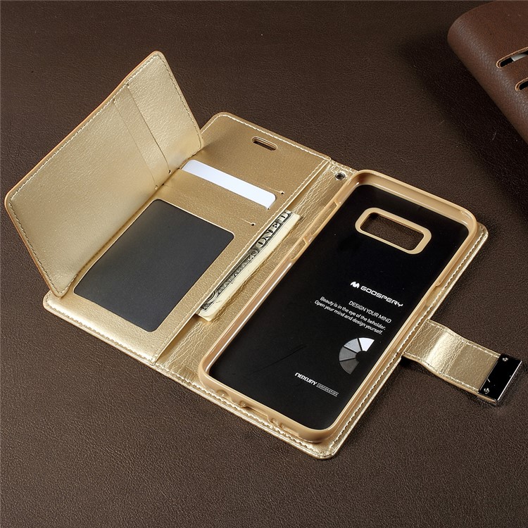 MERCURY GOOSPERY Rich Diary Leather Case Accessory for Samsung Galaxy S8 G950 - Gold-4