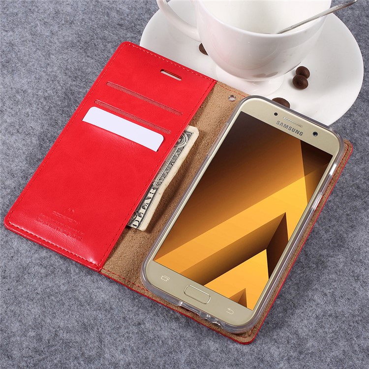 MERCURY GOOSPERY Blue Moon Leather Case for Samsung Galaxy A5 (2017) SM-A520F - Red-6
