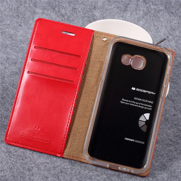 MERCURY GOOSPERY Blue Moon Leather Case for Samsung Galaxy A5 (2017) SM-A520F - Red-7