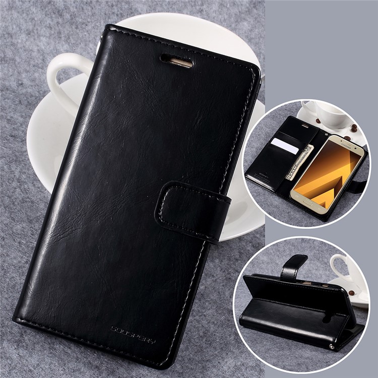 MERCURY GOOSPERY Blue Moon Leather Wallet Case for Samsung Galaxy A5 (2017) - Black-1