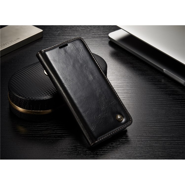 CASEME Óleo Cera Couro Magnetic Wallet Stand Case para Samsung Galaxy S8 - negro-5