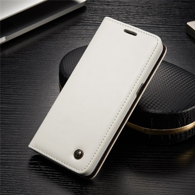 CASEME 003 Series Oil Wax Leather Magnetic Wallet Mobile Phone Case for Samsung Galaxy S8 - White-1