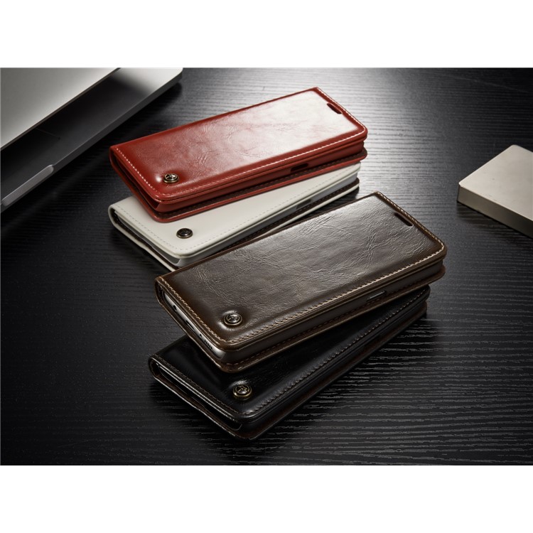 CASEME 003 Series Oil Wax Leather Magnetic Wallet Mobile Phone Case for Samsung Galaxy S8 - White-10