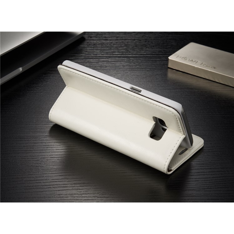 CASEME 003 Series Oil Wax Leather Magnetic Wallet Mobile Phone Case for Samsung Galaxy S8 - White-6