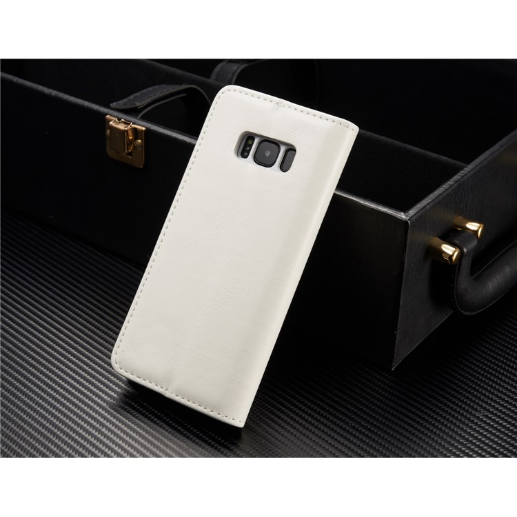 CASEME 003 Series Oil Wax Leather Magnetic Wallet Stand Cover for Samsung Galaxy S8 Plus - White-2