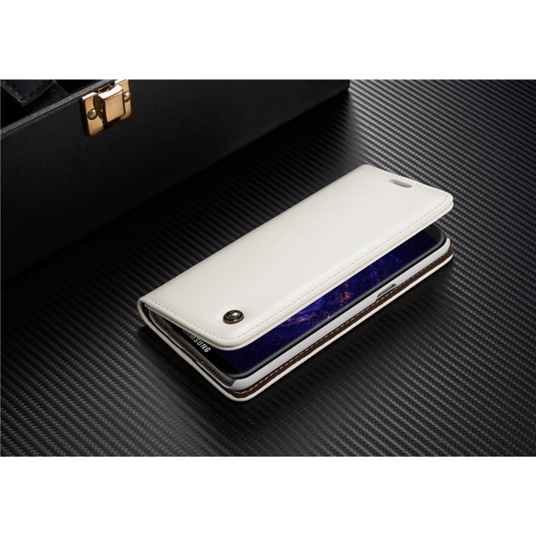 CASEME 003 Series Oil Wax Leather Magnetic Wallet Stand Cover for Samsung Galaxy S8 Plus - White-6