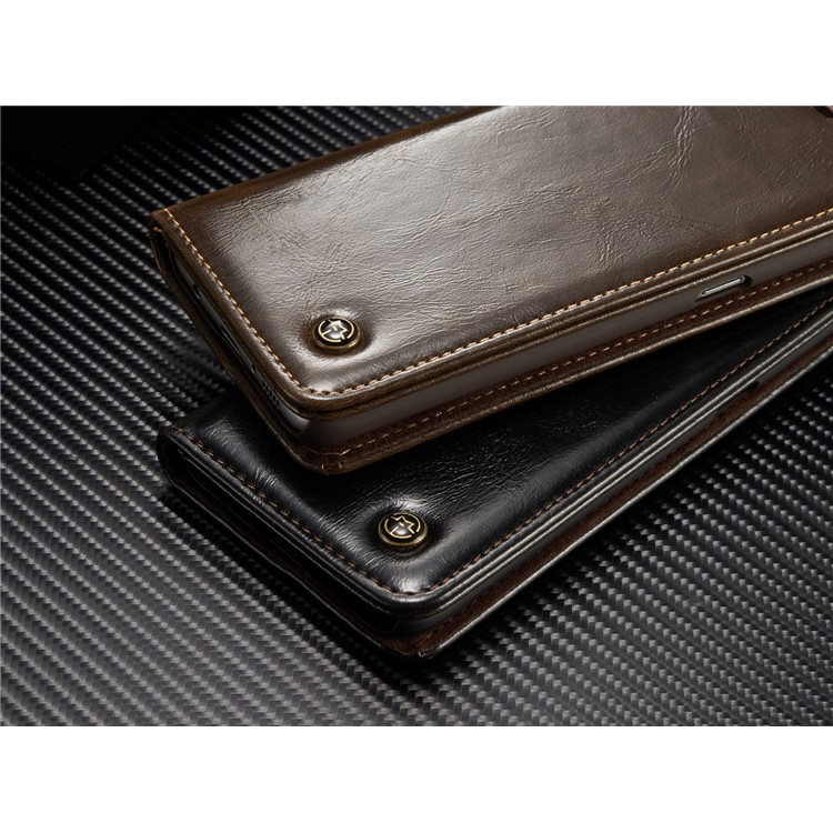 CASEME Oil Wax PU Leather Wallet Phone Case mit Ständer für Samsung Galaxy S8 Plus-braun-8