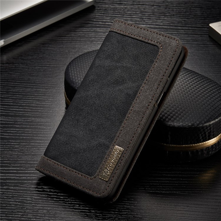 CASEME lona pele couro carteira telefone caso para Samsung Galaxy S8 G950 - preto-1