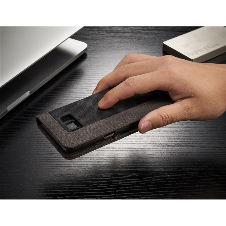 CASEME lona pele couro carteira telefone caso para Samsung Galaxy S8 G950 - preto-10