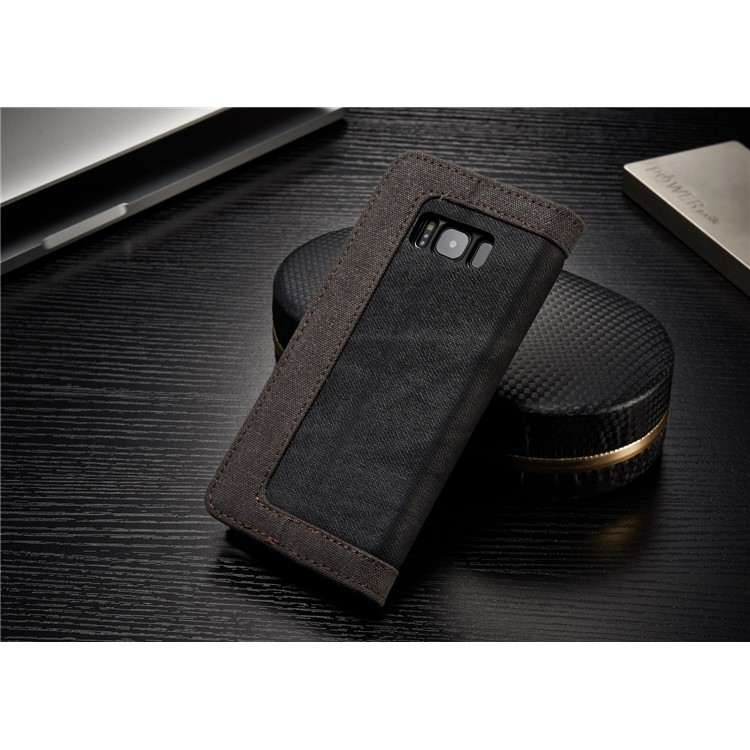CASEME lona pele couro carteira telefone caso para Samsung Galaxy S8 G950 - preto-2
