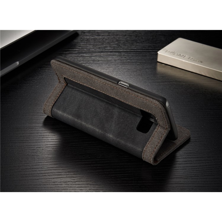 CASEME lona pele couro carteira telefone caso para Samsung Galaxy S8 G950 - preto-5