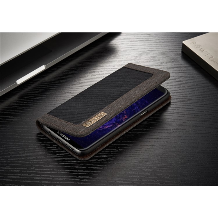 CASEME lona pele couro carteira telefone caso para Samsung Galaxy S8 G950 - preto-6