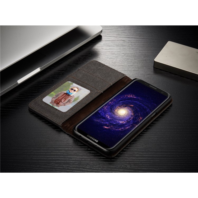 CASEME lona pele couro carteira telefone caso para Samsung Galaxy S8 G950 - preto-7