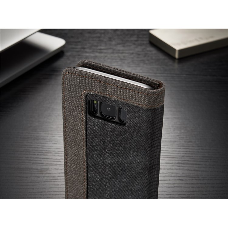 CASEME lona pele couro carteira telefone caso para Samsung Galaxy S8 G950 - preto-8