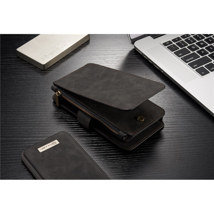 # # CASEME 14 Slots Wallet abnehmbare 2-in-1 Split Leather Phone Case für Samsung Galaxy S8 Plus G955-schwarz-12