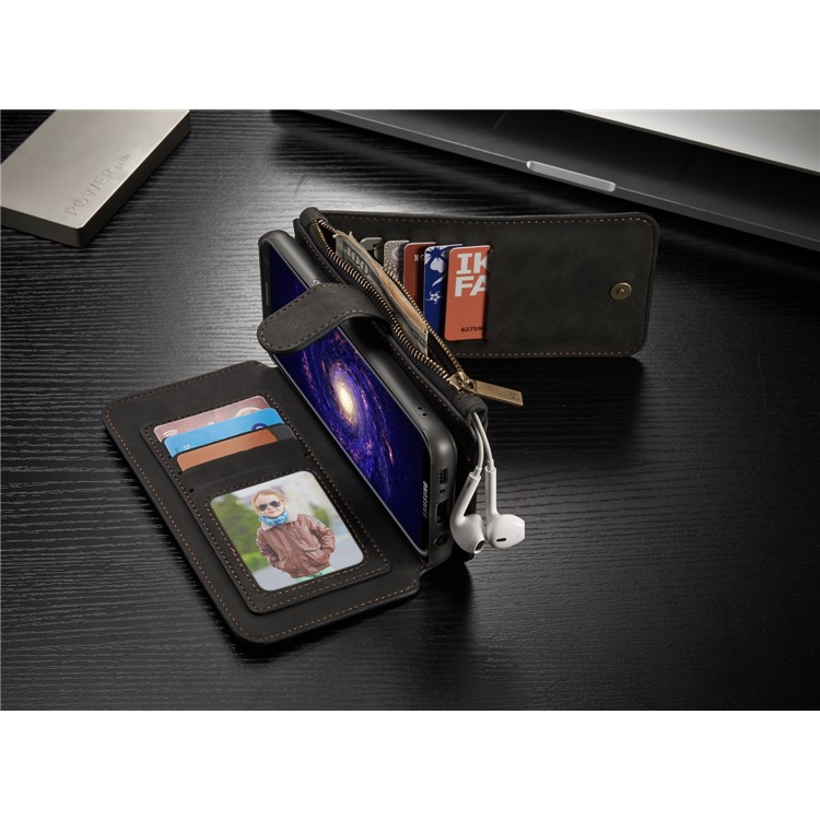 # # CASEME 14 Slots Wallet abnehmbare 2-in-1 Split Leather Phone Case für Samsung Galaxy S8 Plus G955-schwarz-17
