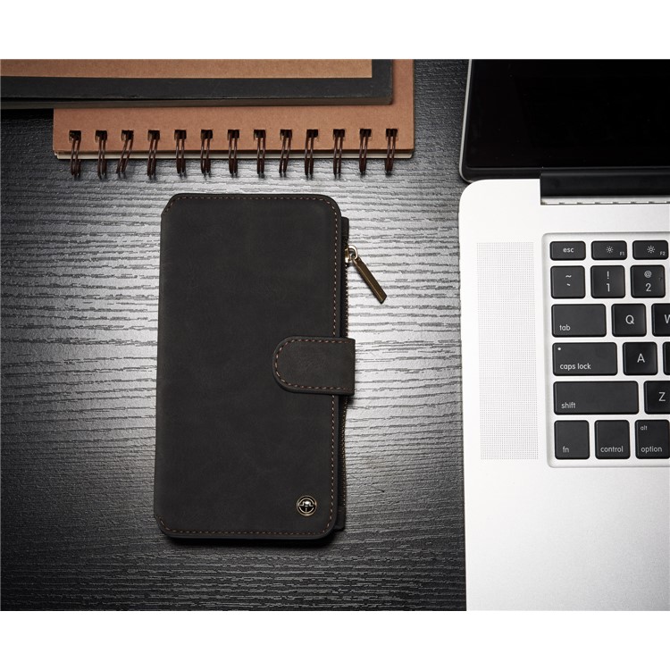 # # CASEME 14 Slots Wallet abnehmbare 2-in-1 Split Leather Phone Case für Samsung Galaxy S8 Plus G955-schwarz-2