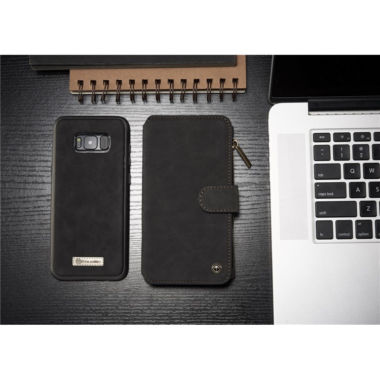 # # CASEME 14 Slots Wallet abnehmbare 2-in-1 Split Leather Phone Case für Samsung Galaxy S8 Plus G955-schwarz-4