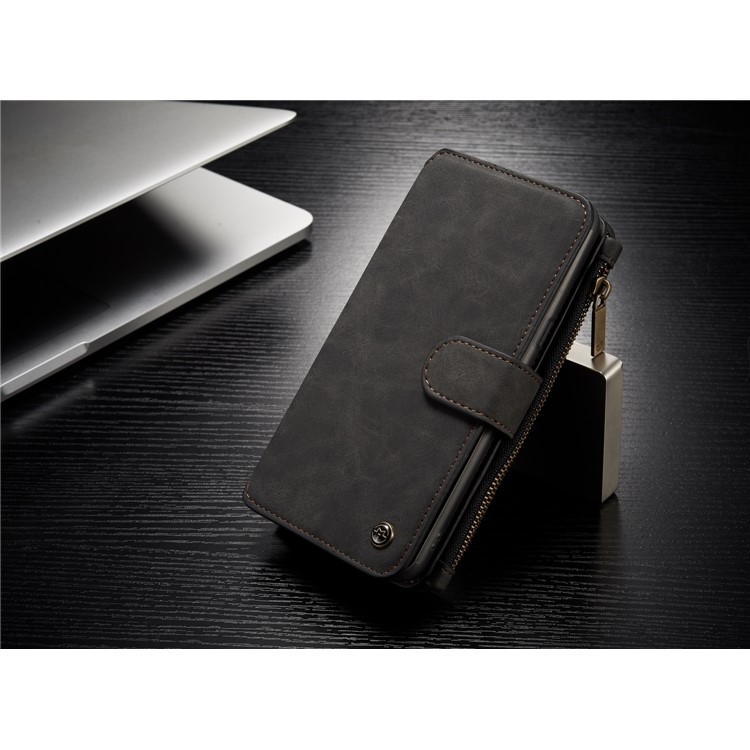 # # CASEME 14 Slots Wallet abnehmbare 2-in-1 Split Leather Phone Case für Samsung Galaxy S8 Plus G955-schwarz-6