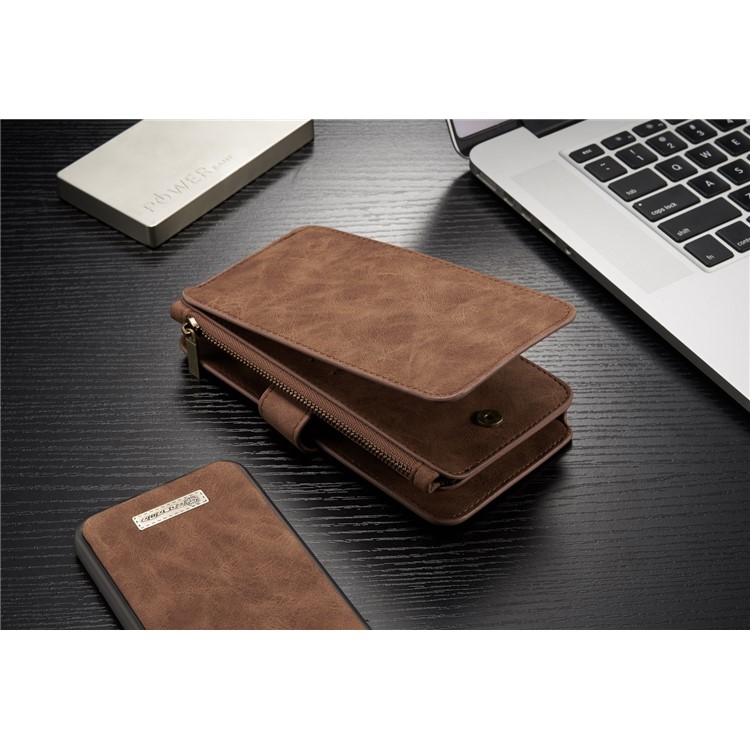CASEME for Samsung Galaxy S8+ G955 Detachable 2-in-1 Wallet 14 Slots Split Leather Phone Cover - Brown-12