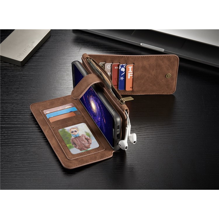 CASEME for Samsung Galaxy S8+ G955 Detachable 2-in-1 Wallet 14 Slots Split Leather Phone Cover - Brown-17