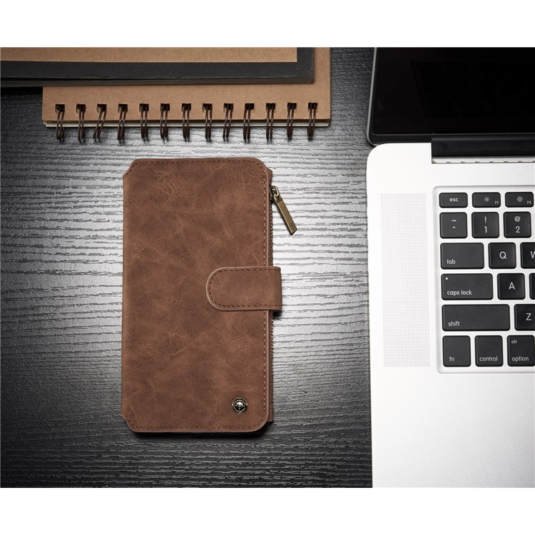 CASEME for Samsung Galaxy S8+ G955 Detachable 2-in-1 Wallet 14 Slots Split Leather Phone Cover - Brown-2