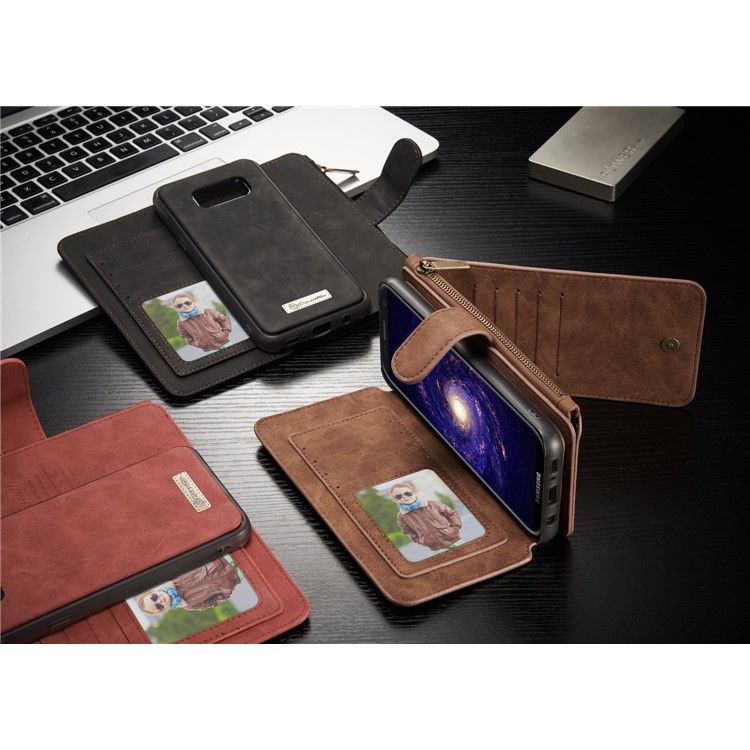 CASEME for Samsung Galaxy S8+ G955 Detachable 2-in-1 Wallet 14 Slots Split Leather Phone Cover - Brown-20