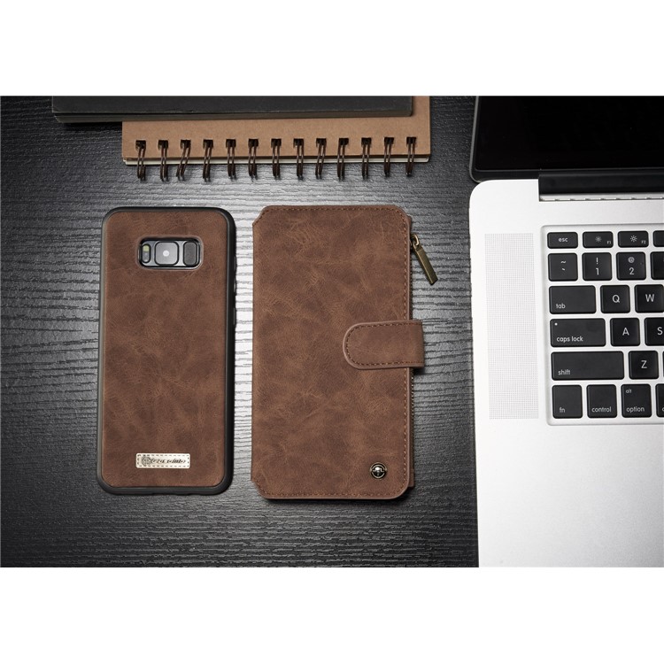 CASEME for Samsung Galaxy S8+ G955 Detachable 2-in-1 Wallet 14 Slots Split Leather Phone Cover - Brown-3