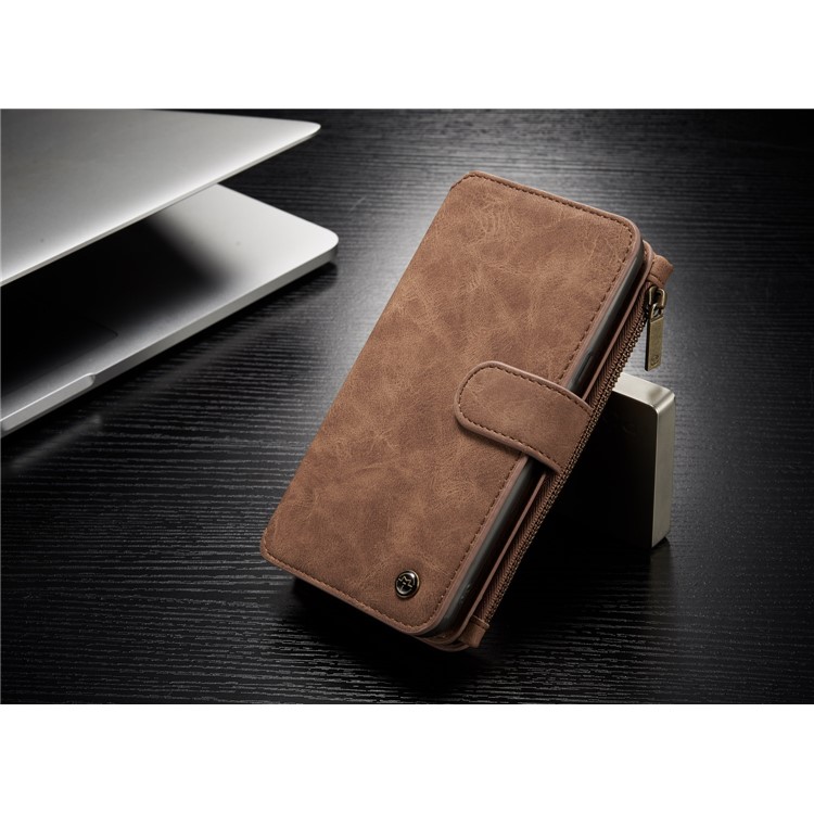 CASEME for Samsung Galaxy S8+ G955 Detachable 2-in-1 Wallet 14 Slots Split Leather Phone Cover - Brown-6