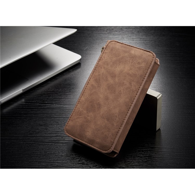CASEME for Samsung Galaxy S8+ G955 Detachable 2-in-1 Wallet 14 Slots Split Leather Phone Cover - Brown-7