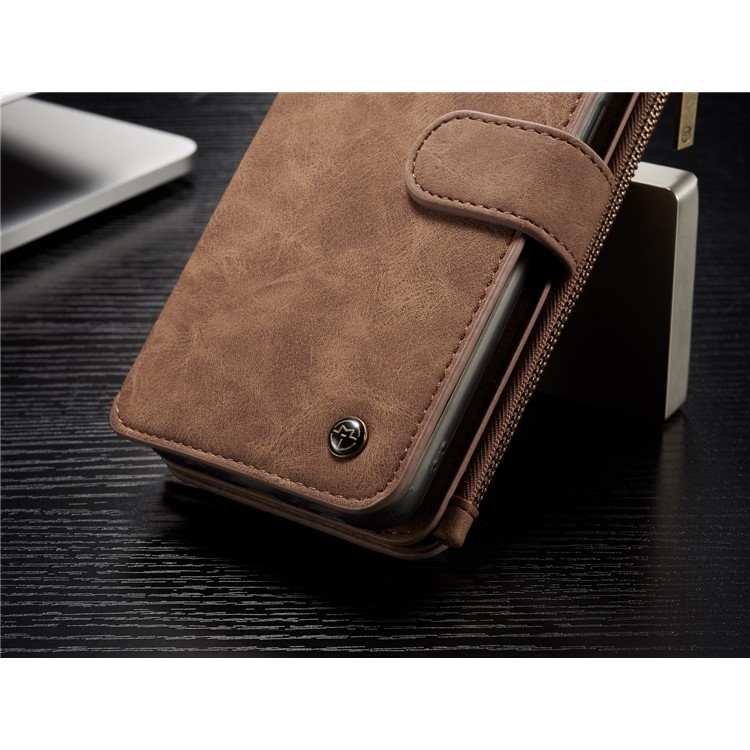 CASEME for Samsung Galaxy S8+ G955 Detachable 2-in-1 Wallet 14 Slots Split Leather Phone Cover - Brown-9
