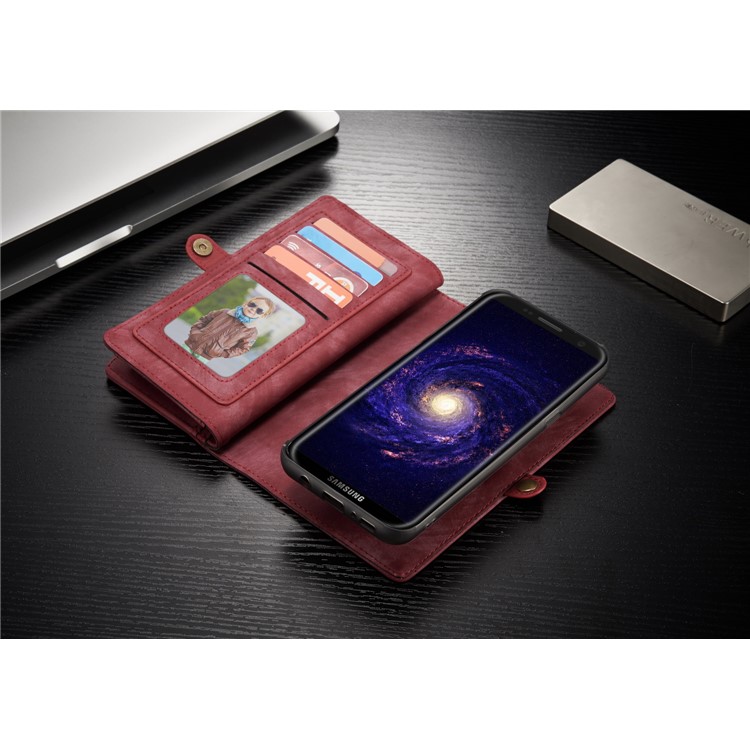 CASEME para Samsung Galaxy S8 G950 multi-slot carteira 2 em 1 Vintage Split caixa de couro móvel - vermelho-13
