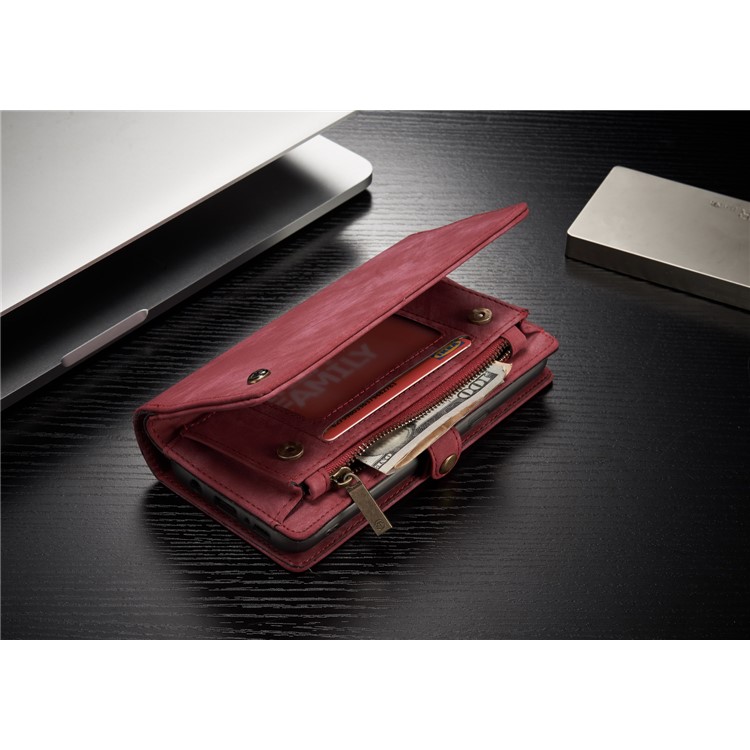 CASEME para Samsung Galaxy S8 G950 multi-slot carteira 2 em 1 Vintage Split caixa de couro móvel - vermelho-14