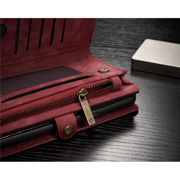 CASEME para Samsung Galaxy S8 G950 multi-slot carteira 2 em 1 Vintage Split caixa de couro móvel - vermelho-15