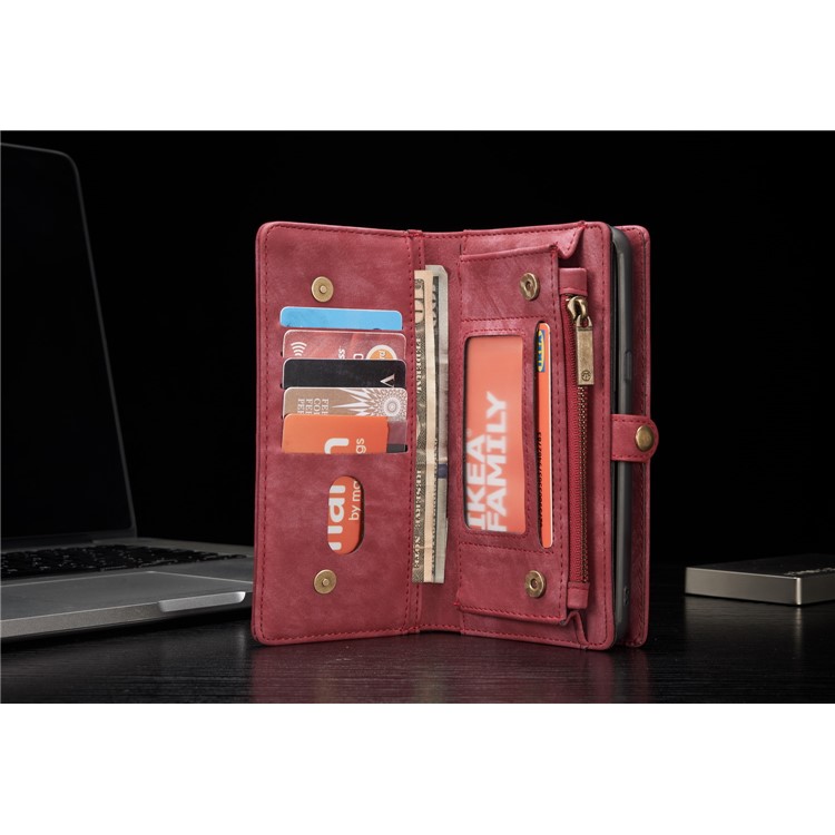 CASEME para Samsung Galaxy S8 G950 multi-slot carteira 2 em 1 Vintage Split caixa de couro móvel - vermelho-17
