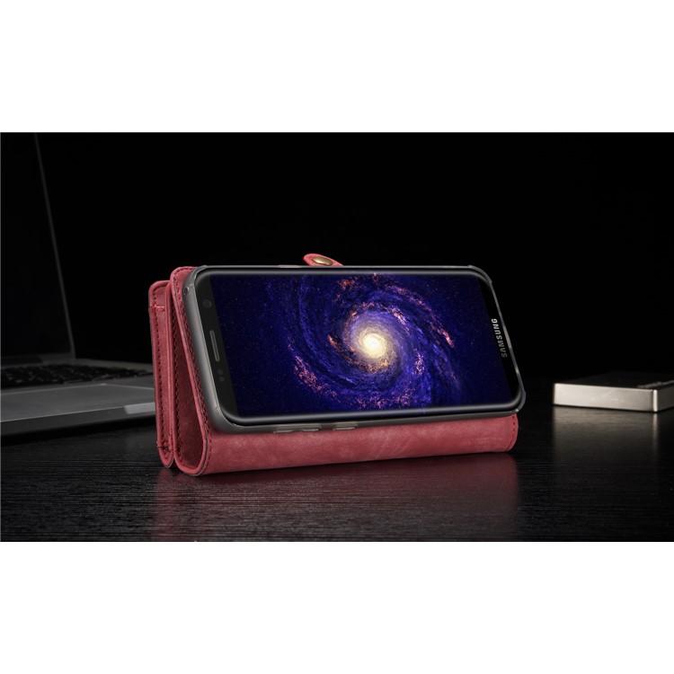CASEME para Samsung Galaxy S8 G950 multi-slot carteira 2 em 1 Vintage Split caixa de couro móvel - vermelho-19