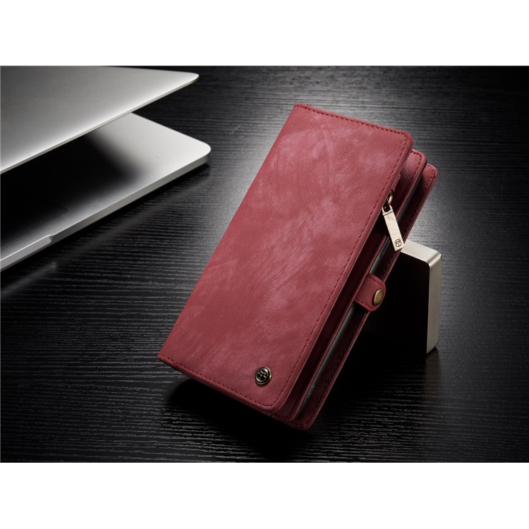 CASEME para Samsung Galaxy S8 G950 multi-slot carteira 2 em 1 Vintage Split caixa de couro móvel - vermelho-5