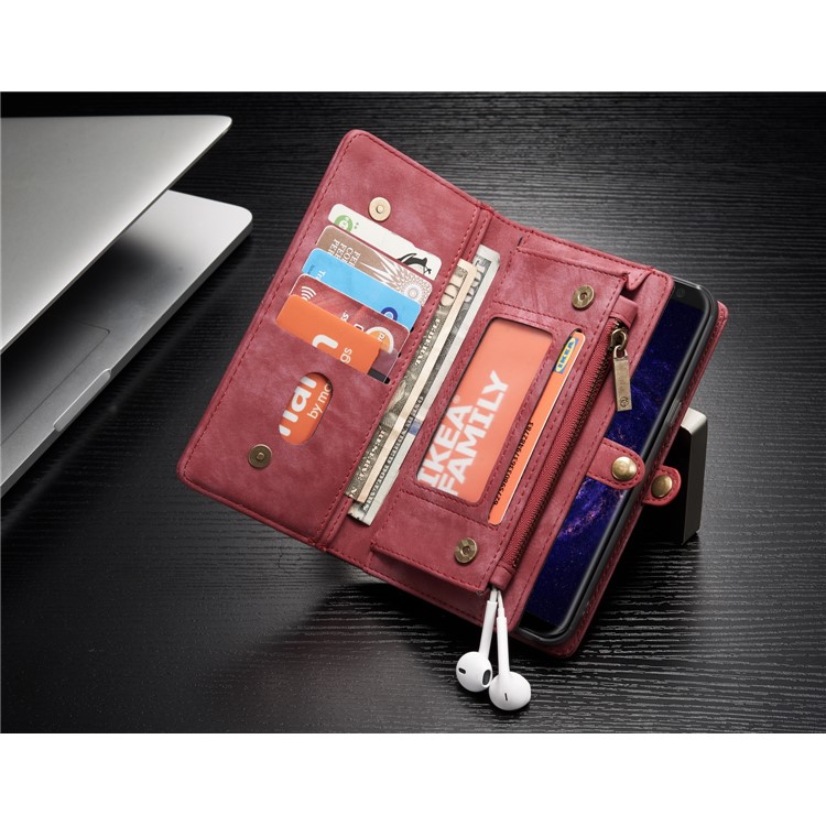 CASEME para Samsung Galaxy S8 G950 multi-slot carteira 2 em 1 Vintage Split caixa de couro móvel - vermelho-7