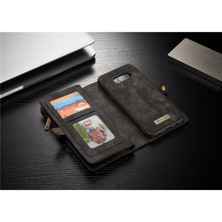 CASEME Multifunktionale Brieftasche Split Leder Handyhülle Für Samsung Galaxy S8 Plus G955 - Grau-11