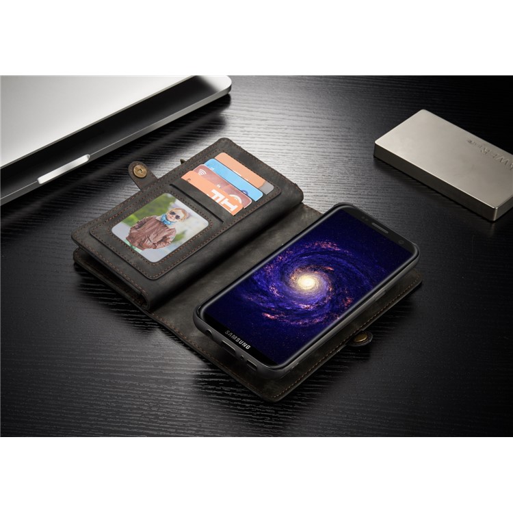 CASEME Multifunktionale Brieftasche Split Leder Handyhülle Für Samsung Galaxy S8 Plus G955 - Grau-13