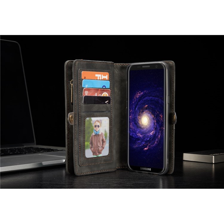 CASEME Multifunktionale Brieftasche Split Leder Handyhülle Für Samsung Galaxy S8 Plus G955 - Grau-18