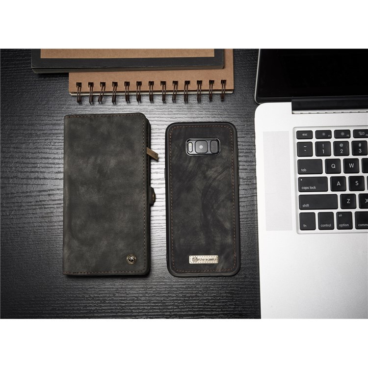 CASEME Multifunktionale Brieftasche Split Leder Handyhülle Für Samsung Galaxy S8 Plus G955 - Grau-2
