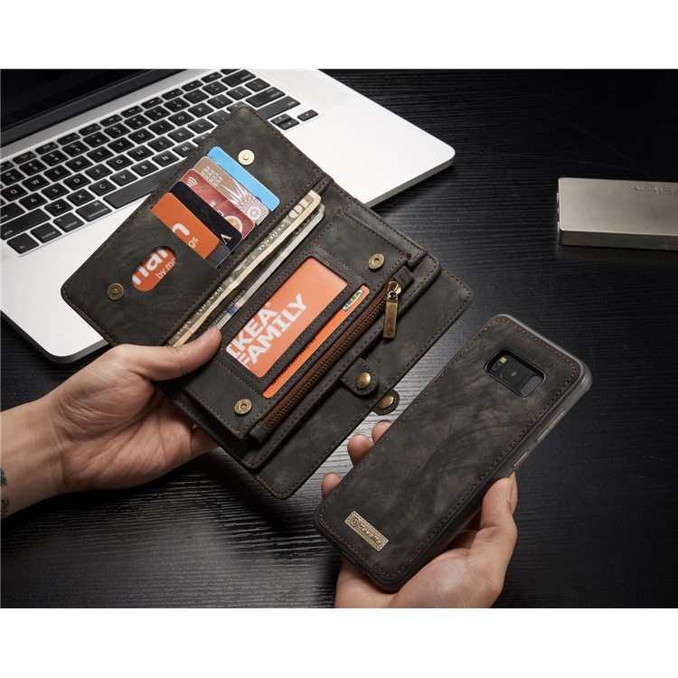 CASEME Multifunktionale Brieftasche Split Leder Handyhülle Für Samsung Galaxy S8 Plus G955 - Grau-20