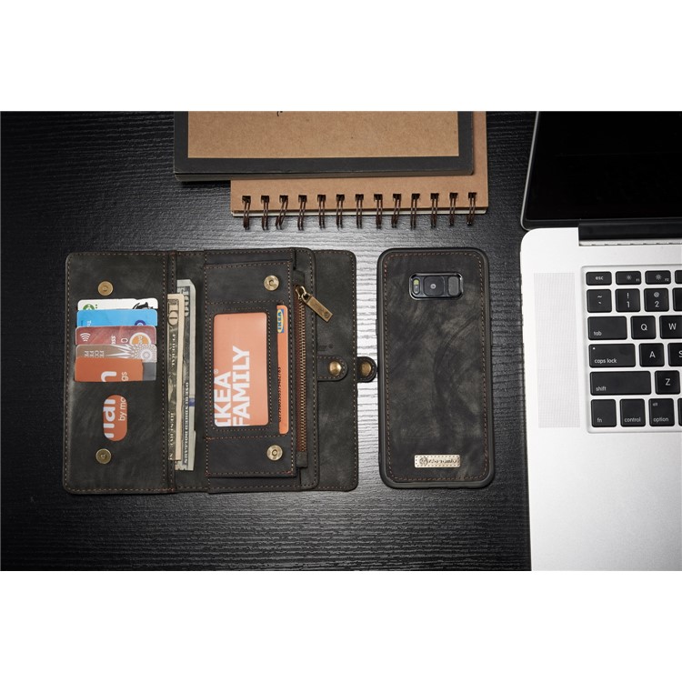 CASEME Multifunktionale Brieftasche Split Leder Handyhülle Für Samsung Galaxy S8 Plus G955 - Grau-3