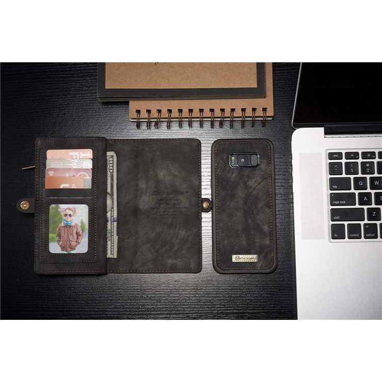 CASEME Multifunktionale Brieftasche Split Leder Handyhülle Für Samsung Galaxy S8 Plus G955 - Grau-4