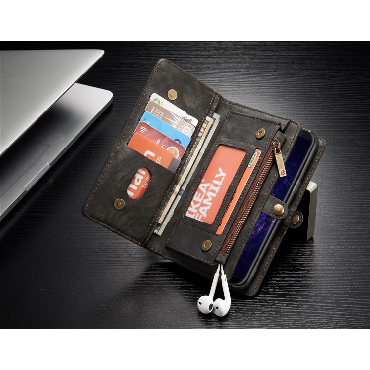 CASEME Multifunktionale Brieftasche Split Leder Handyhülle Für Samsung Galaxy S8 Plus G955 - Grau-8