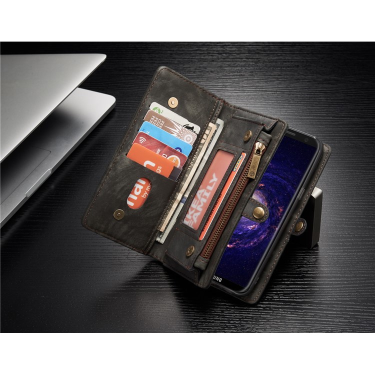 CASEME Multifunktionale Brieftasche Split Leder Handyhülle Für Samsung Galaxy S8 Plus G955 - Grau-9