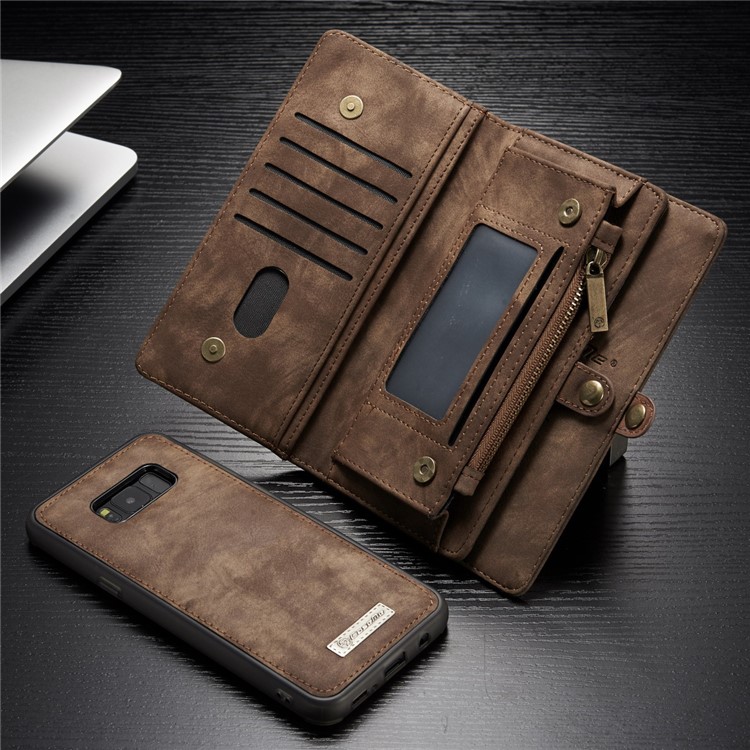 CASEME Detachable 2-in-1 Wallet Split Leather Shell for Samsung Galaxy S8+ G955 - Brown-1