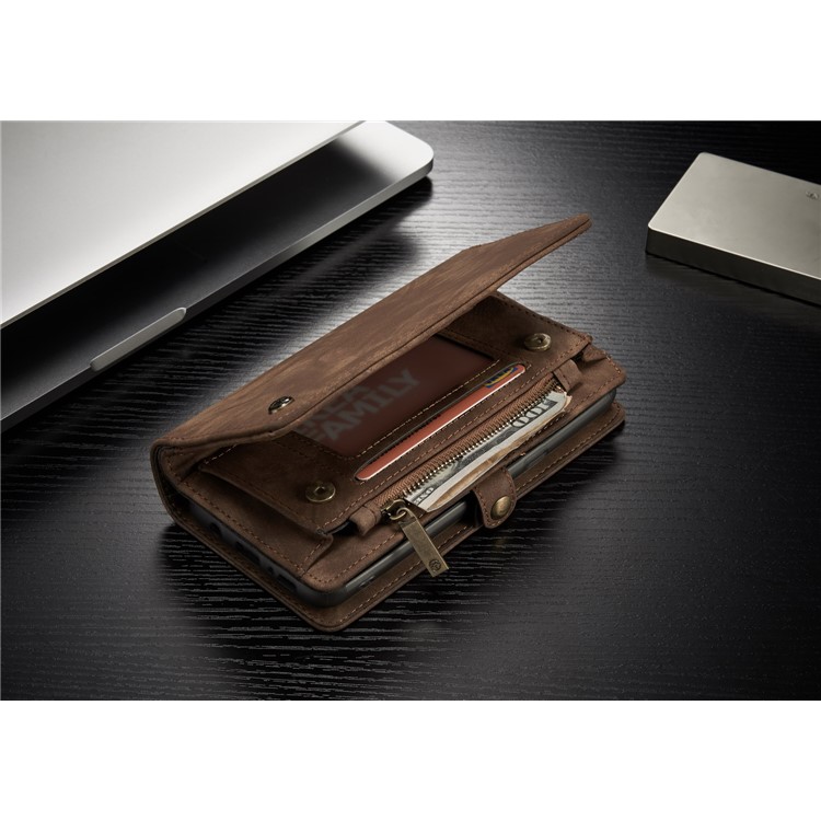 CASEME Detachable 2-in-1 Wallet Split Leather Shell for Samsung Galaxy S8+ G955 - Brown-14